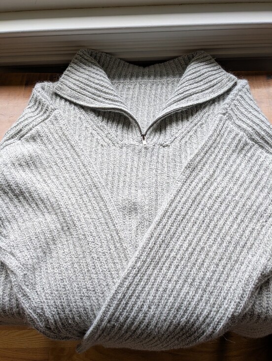 Vintage Other - Men's Vintage Half-Zip Ribbed Sweater in Light Gray